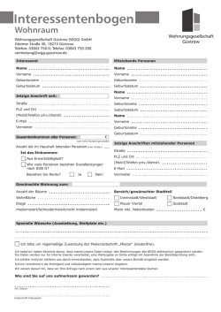 Interessentenbogen - Wohnungsgesellschaft G&uuml;strow (WGG)