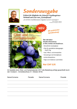 Ich bestelle einen Obst- und Gartenkalender 2017 (die Bestellung