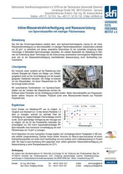 Inline-Wasserstrahlverfestigung und Nassausr&uuml;stung von