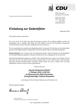 Einladung zur Gedenkfeier - CDU Brauweiler, Dansweiler