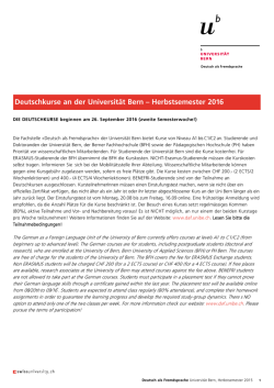 Deutschkurse an der Universität Bern – Herbstsemester 2016