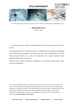 STELLENANGEBOT - Elektro Decker GmbH