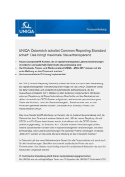 UNIQA Österreich schaltet Common Reporting Standard scharf: Das