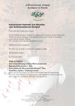 kulinarischer Kalender - Schlossrestaurant Zentgraf