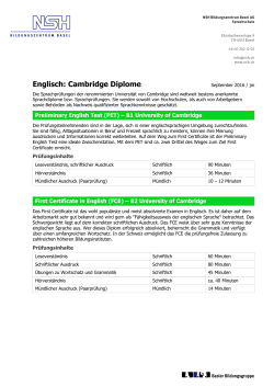 Prüfungsdaten Englisch, Cambridge Diplome