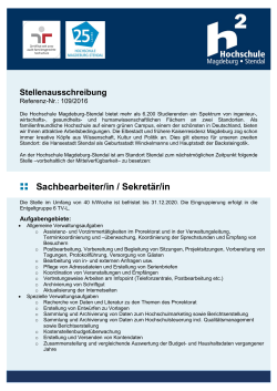 Sachbearbeiter/in / Sekretär/in - Hochschule Magdeburg