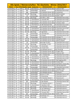 Alle Spiele / Meisterschaften TSC Glashütte