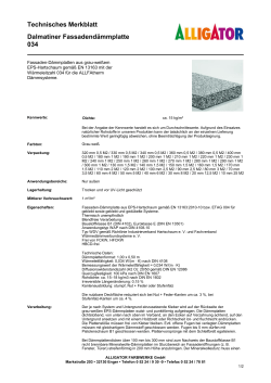 Technisches Merkblatt Dalmatiner Fassadendämmplatte