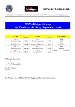 24.09.2016 Resultate Bösiger Klubcup 2016 1/4 Final
