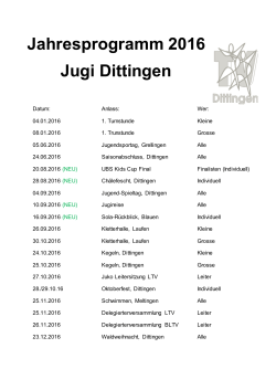 Jahresprogramm 2016 Jugi Dittingen