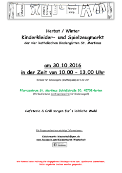 und Spielzeugmarkt am 30.10.2016 in der Zeit von