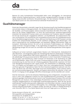 Qualitätsmanager - jobs.NZZ.ch, Jobs