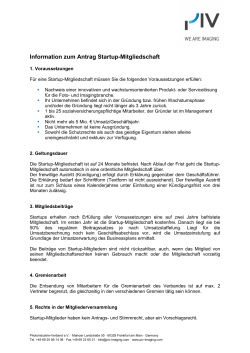 Information zum Antrag Startup-Mitgliedschaft