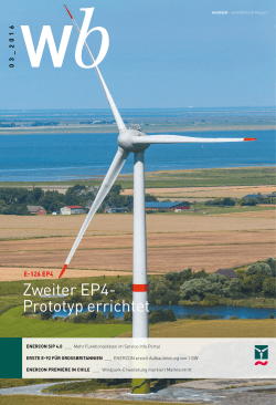 Windblatt 03/2016 Zweiter EP4-Prototyp im Windtestfeld
