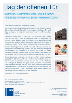 Tag der offenen Tür - SIS Swiss International School