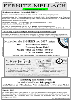 Heizkostenzuschuss – Heizperiode 2016/2017