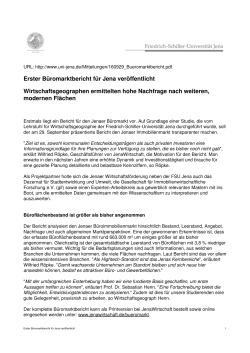 Erster Büromarktbericht für Jena veröffentlicht