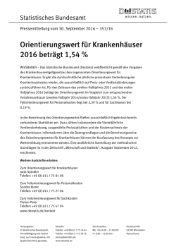 Orientierungswert für Krankenhäuser 2016 beträgt 1,54 % (PDF, 67