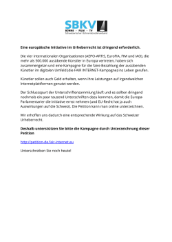 Eine europ&auml;ische Initiative im Urheberrecht ist dringend