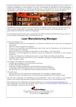 Lean Manufacturing Manager