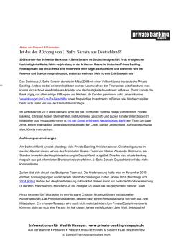 Ist das der R&uuml;ckzug von J. Safra Sarasin aus Deutschland?