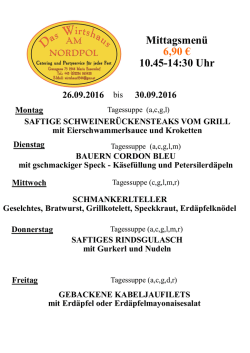 MENÜPLAN WOCHE 39 26 BIS 30 AUGUST