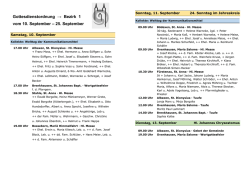 Gottesdienstordnung &rarr; Bezirk 1 vom 10. September &ndash; 25. September