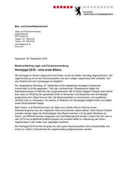 Hochjagd 2016 - eine erste Bilanz