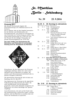 FIRMUNG 2017 - Katholische Kirchengemeinde St. Matthias