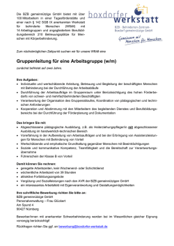 Ihre Aufgaben - Boxdorfer Werkstatt