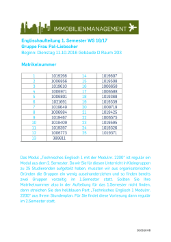 Englischaufteilung 1.Semester Frau Pal