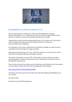 Berufsinfobörse am ASG am Freitag 18.11.16