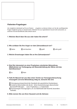 Patienten-Fragebogen - Zahnarztpraxis Manfred Rammler
