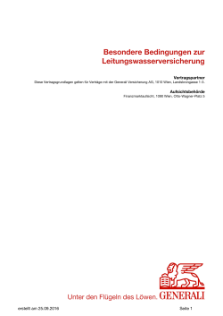 Besondere Bedingungen zur Leitungswasserversicherung