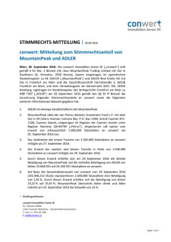 Mitteilung zum Stimmrechtsanteil von MountainPeak und