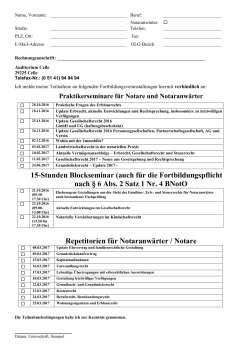 15-Stunden Blockseminar (auch für die