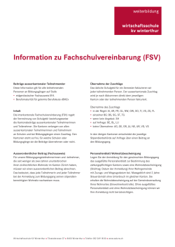 Information zu Fachschulvereinbarung (FSV)