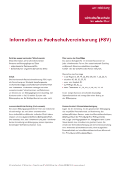 Information zu Fachschulvereinbarung (FSV)