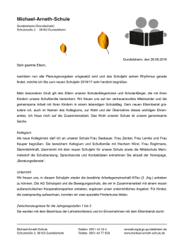 Gundelsheim, den 28.09.2016 Sehr geehrte Eltern, nachdem nun