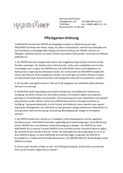 Pflückgarten-Ordnung