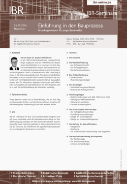 Einf&uuml;hrung in den Bauprozess - ibr