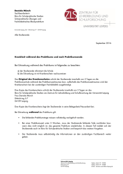 Hinweise bei Erkrankung bzw. w&auml;hrend des Praktikums
