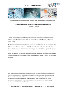 STELLENANGEBOT - Elektro Decker GmbH