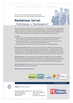 Redakteur (m/w) &bdquo;Fahrzeug + Karosserie&ldquo;