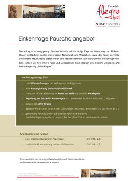 Einkehrtage Pauschalangebot
