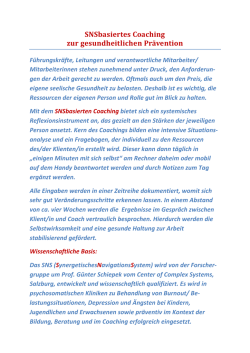 Ausschreibung SNSbasiertes Coaching zur - Siebert