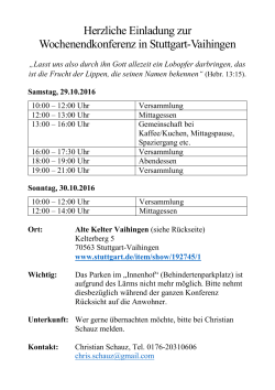 Herzliche Einladung zur Wochenendkonferenz in Stuttgart