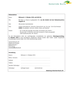 H&auml;ckselaktion am Mittwoch, 5. Oktober 2016