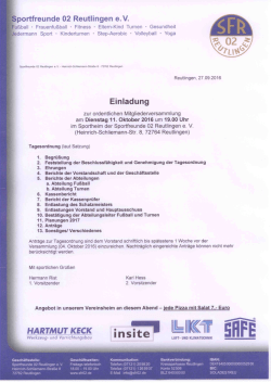 zur Einladung. - Sportfreunde 02 Reutlingen eV