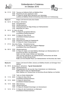 Gottesdienste in Faistenau im Oktober 2016